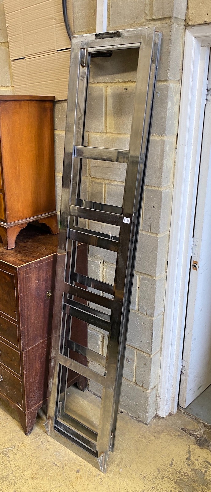 A pair of contemporary metal shelving frames, width 40cm, height 204cm
